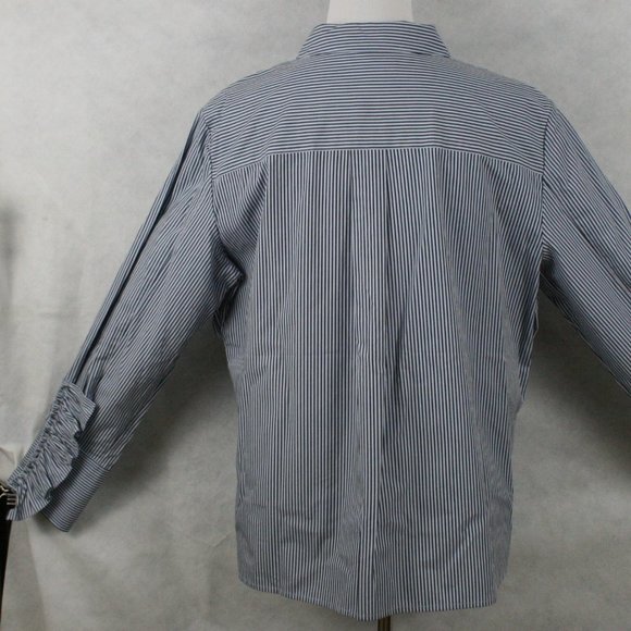 Kenneth Cole Ruffle Indigo Cotton Blouse SZ XL - Picture 5 of 12